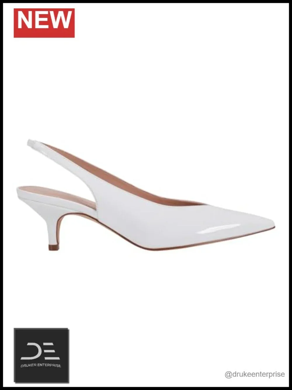 Marc Fisher Labela Slingback Pumps Kitten Heel Pointed Toe Faux Patent Leather